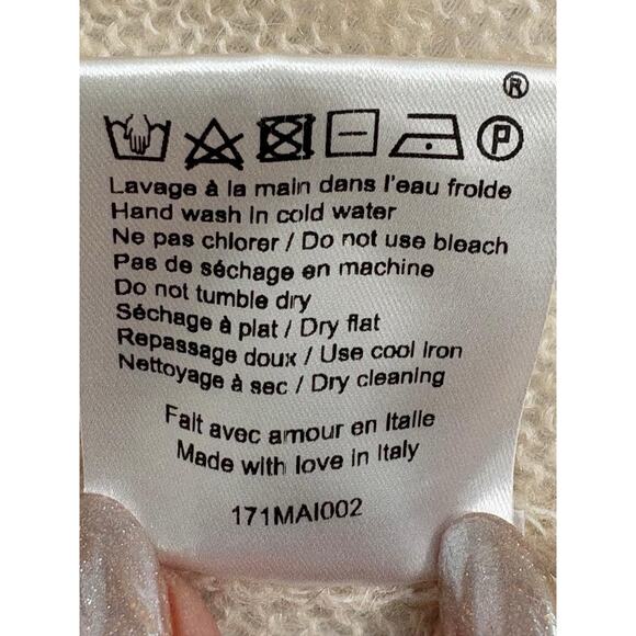 Women's Sezane Wool Mohair Knit Pullover Sweater Ivory Size M Dreamy Feminine - Picture 9 of 9